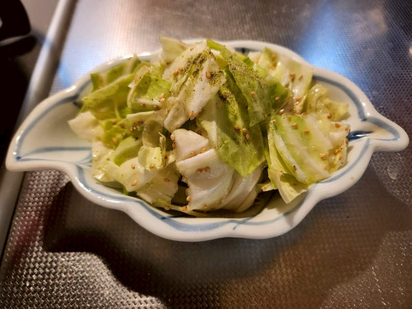 キャベツ、胡麻油、白ごま