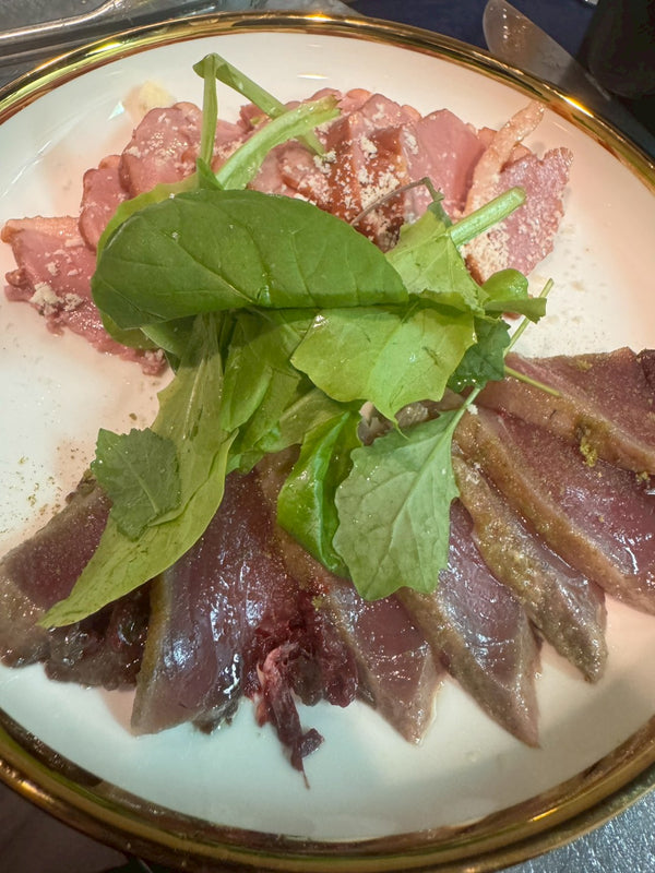 合鴨とカツオのカルパッチョ